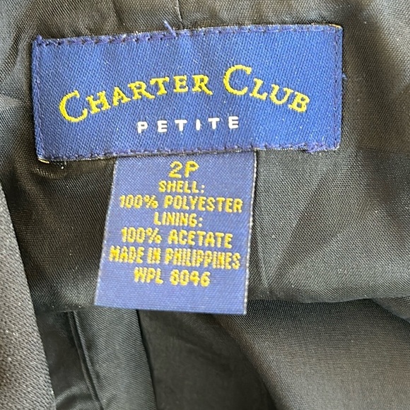 NEW CHARTER CLUB Classic Three Button Blazer 3/4 Length Sleeves in Black Size 2 - Picture 3 of 4